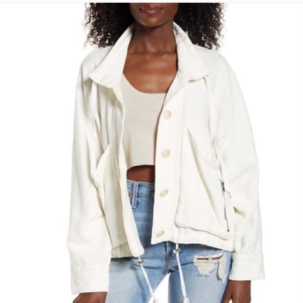 Blank NYC linen utility parka jacket lagenlook